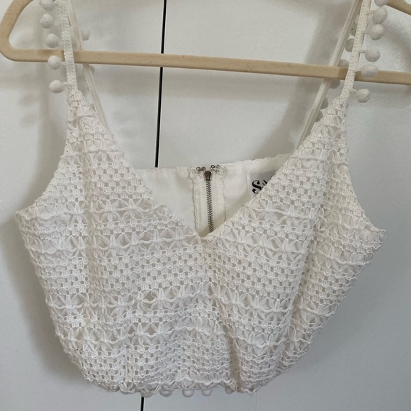 White Sabo Skirt Pom Pom Tank Top - Picture 3 of 4